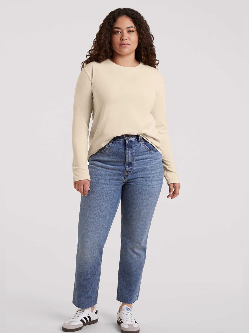Nuuds Vintage Everyday Long sleeve Tee Cotton women’s L Bone Minimalist